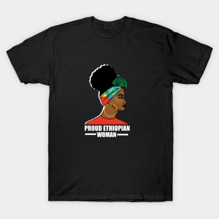 Proud Ethiopian Woman, Ethiopia Flag, Afro African T-Shirt